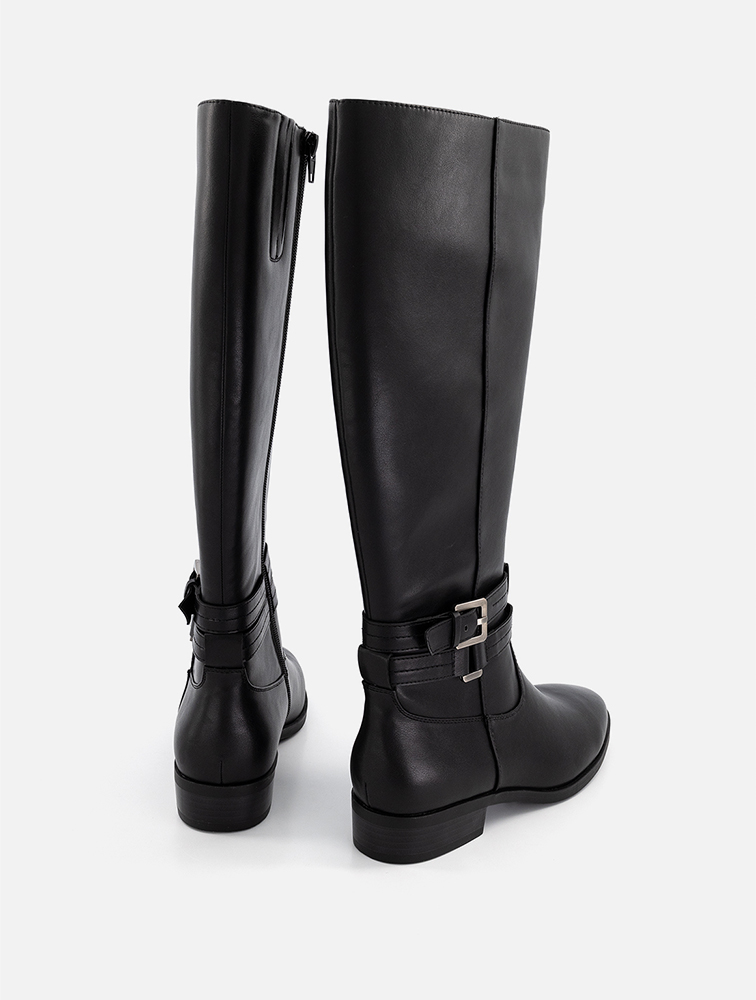 MyRunway Shop Woolworths Black Buckle Strap Riding Boots for Women